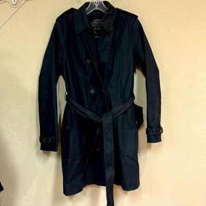 ALLSAINTS womans Truman Trench Coat in black Italian cloth size 10 Medium